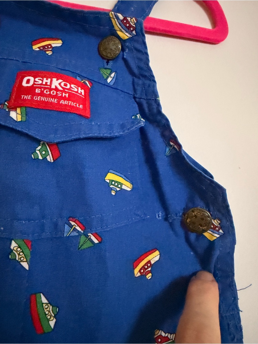 Vintage OshKosh B'gosh Blue Sailboat Print Infant Shortalls - Picture 3 of 6